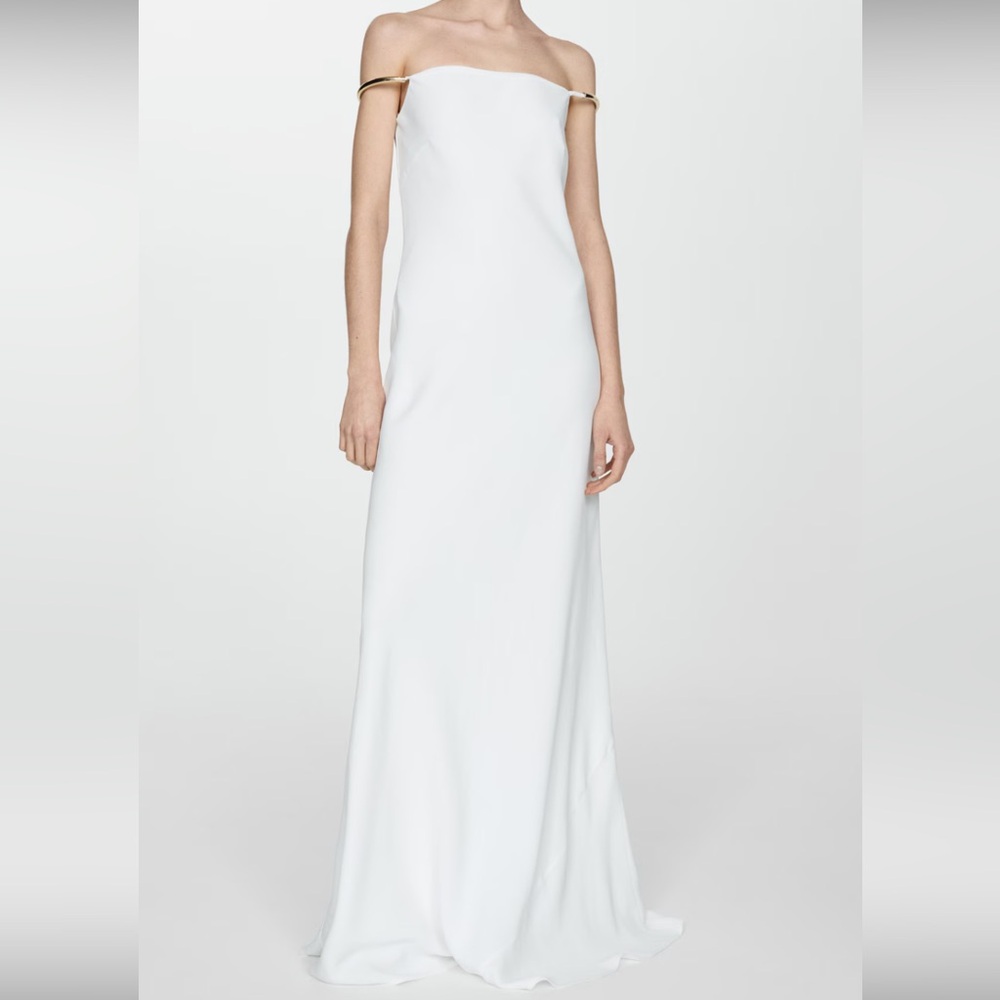 MANGO STRAPLESS DRESS WITH METALLIC DETAIL